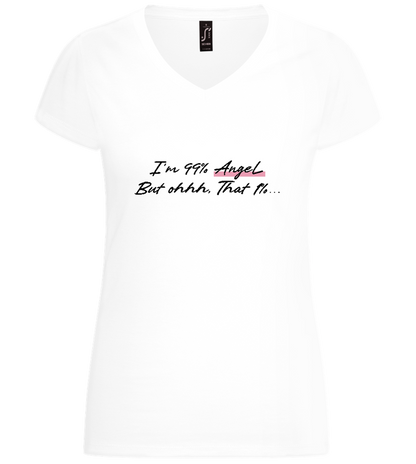 99% Angel Design - Basic women's v-neck t-shirt_WHITE_front