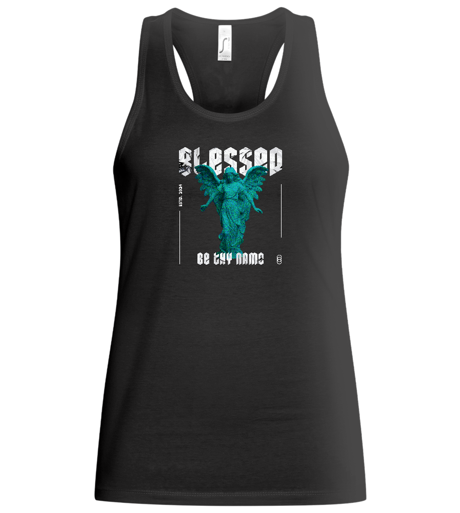 Blessed Angel Design - Basic women's tank top_DEEP BLACK_front