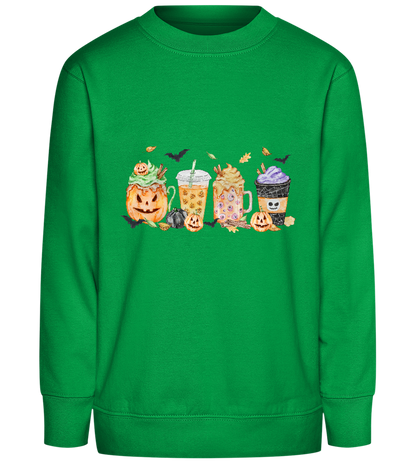 Halloween Drinks Design - Comfort Kids Sweater_MEADOW GREEN_front