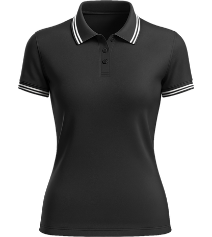 Premium Women´s contrast polo shirt_BLACK WHITE_front