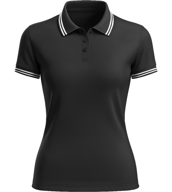 Premium Women´s contrast polo shirt_BLACK WHITE_front