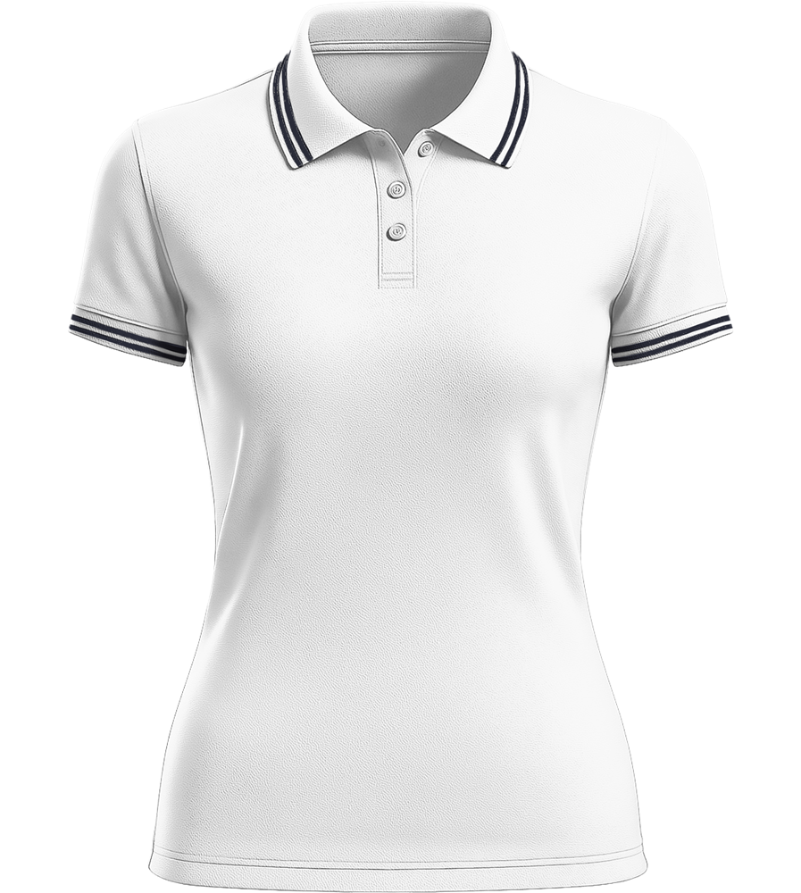 Premium Women´s contrast polo shirt_WHITE/NAVY_front