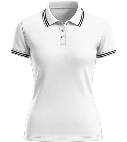 Premium Women´s contrast polo shirt_WHITE/NAVY_front