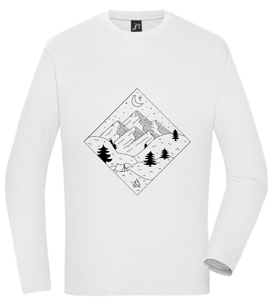 Mountain Landscape Outline Design - Comfort men's long sleeve t-shirt_WHITE_front