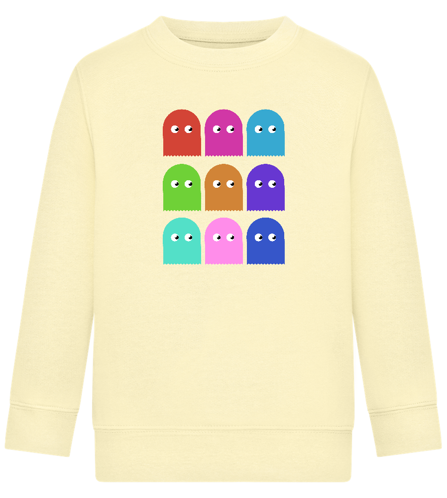 Classic Ghosts Design - Comfort Kids Sweater_AMARELO CLARO_front