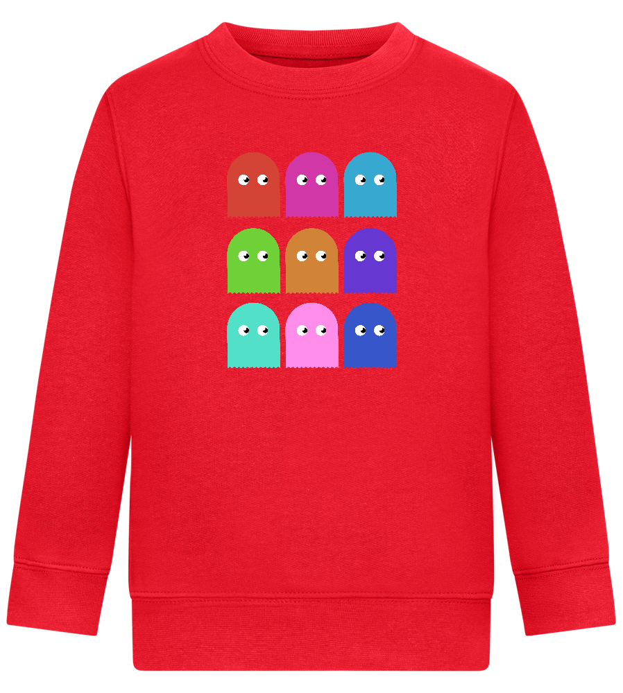 Classic Ghosts Design - Comfort Kids Sweater_BRIGHT RED_front