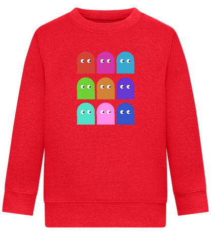 Classic Ghosts Design - Comfort Kids Sweater_BRIGHT RED_front