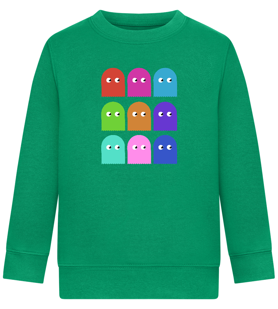 Classic Ghosts Design - Comfort Kids Sweater_MEADOW GREEN_front