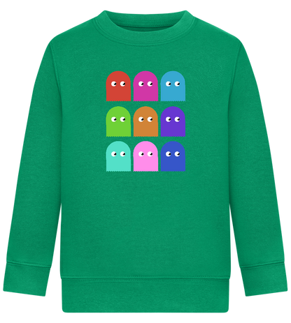 Classic Ghosts Design - Comfort Kids Sweater_MEADOW GREEN_front