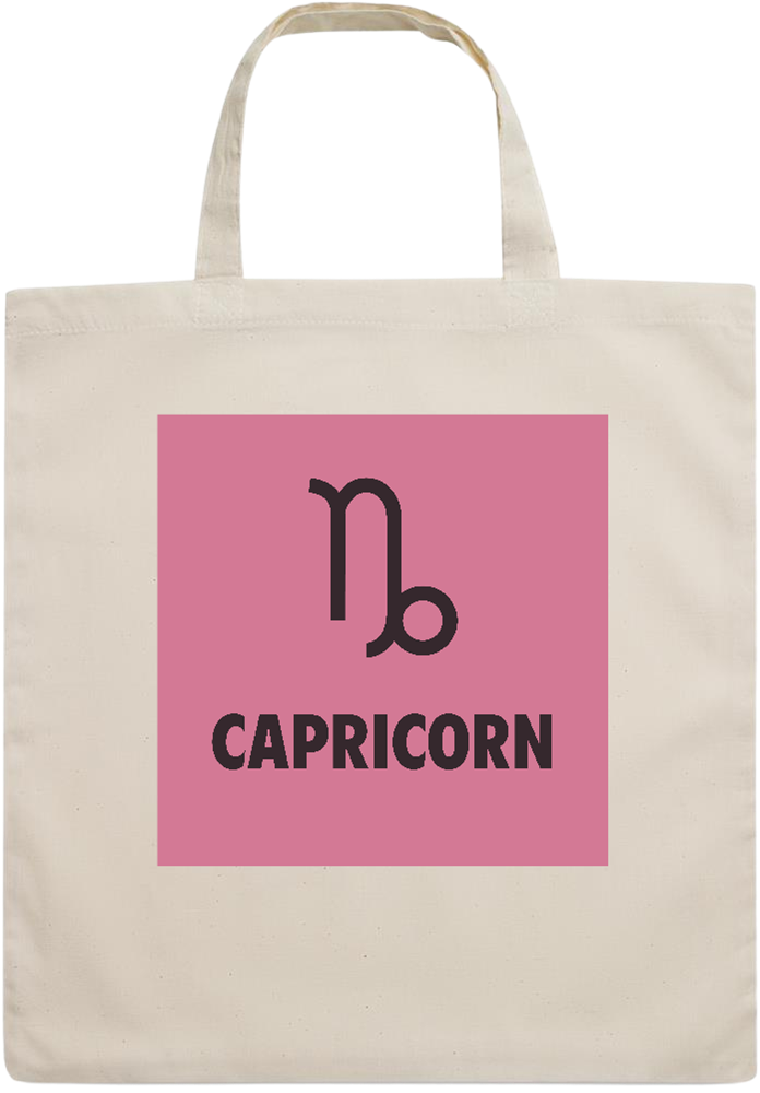 Zodiac Capricorn Design - Essential short handle cotton tote bag_BEIGE_front