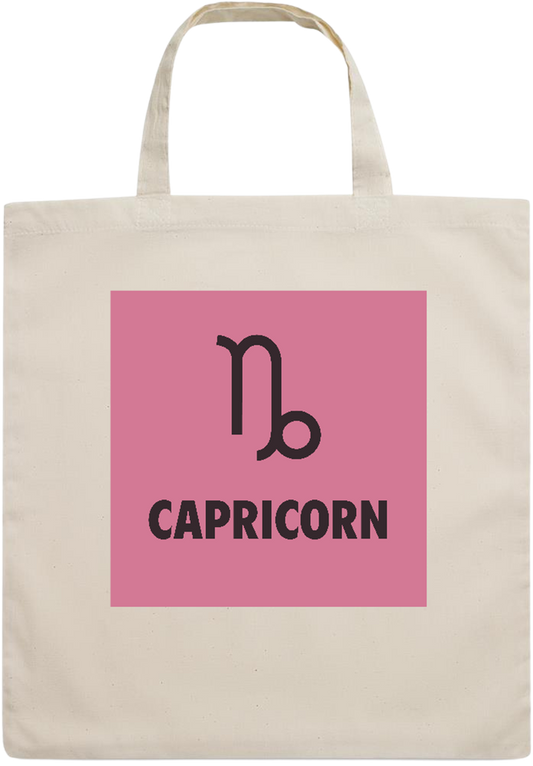 Zodiac Capricorn Design - Essential short handle cotton tote bag_BEIGE_front