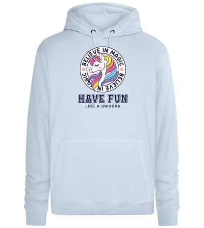 Believe in Magic Unicorn Design - Premium unisex hoodie_CREAMY BLUE_front