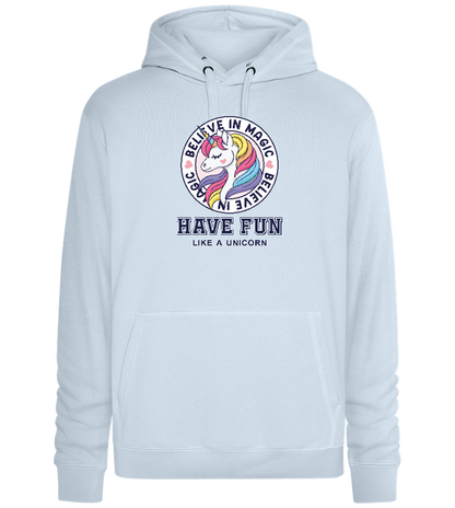 Believe in Magic Unicorn Design - Premium unisex hoodie_CREAMY BLUE_front