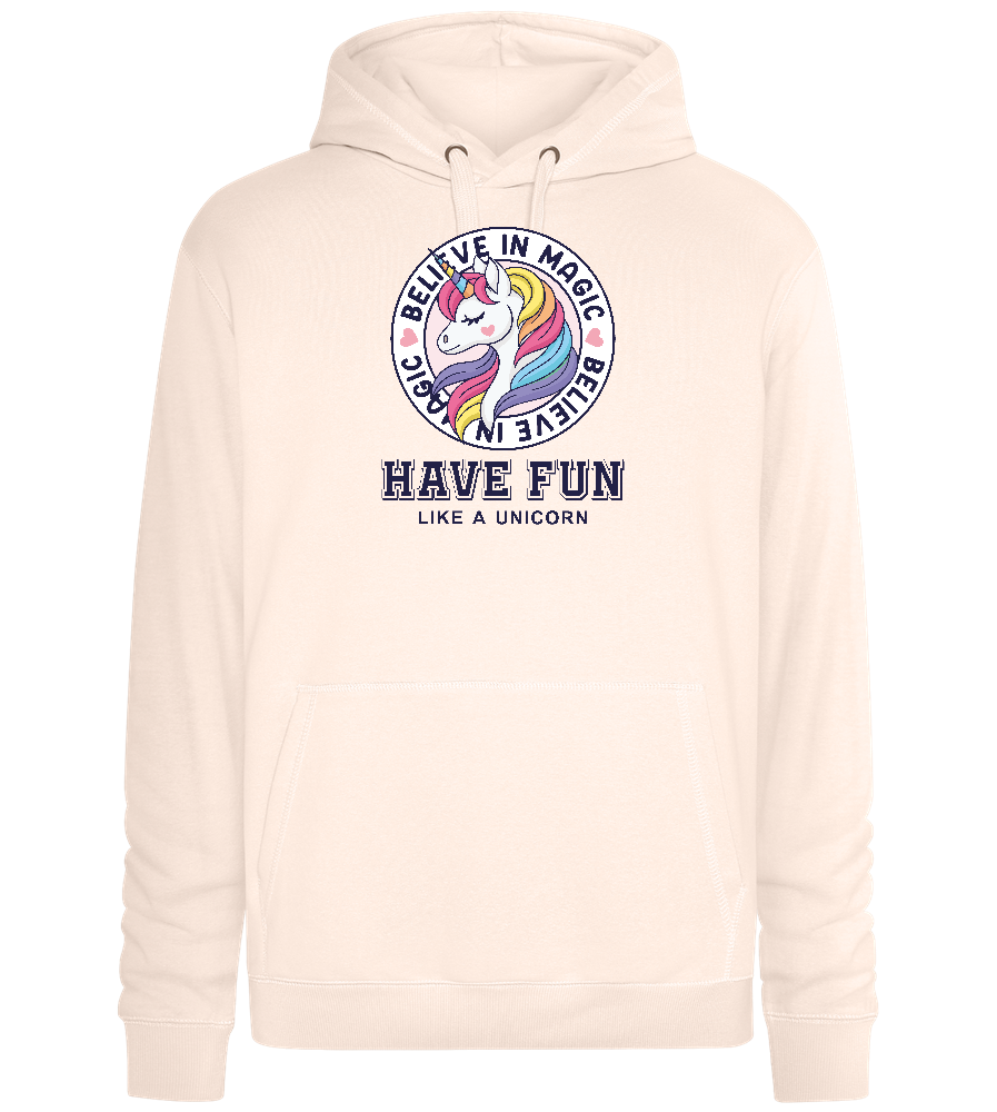 Believe in Magic Unicorn Design - Premium unisex hoodie_LIGHT PEACH ROSE_front