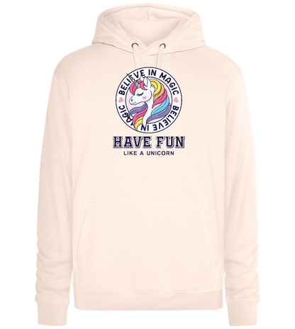 Believe in Magic Unicorn Design - Premium unisex hoodie_LIGHT PEACH ROSE_front