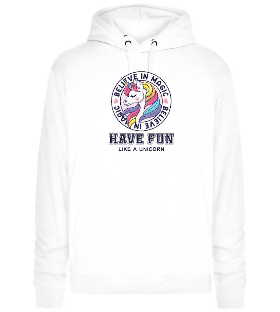 Believe in Magic Unicorn Design - Premium unisex hoodie_WHITE_front