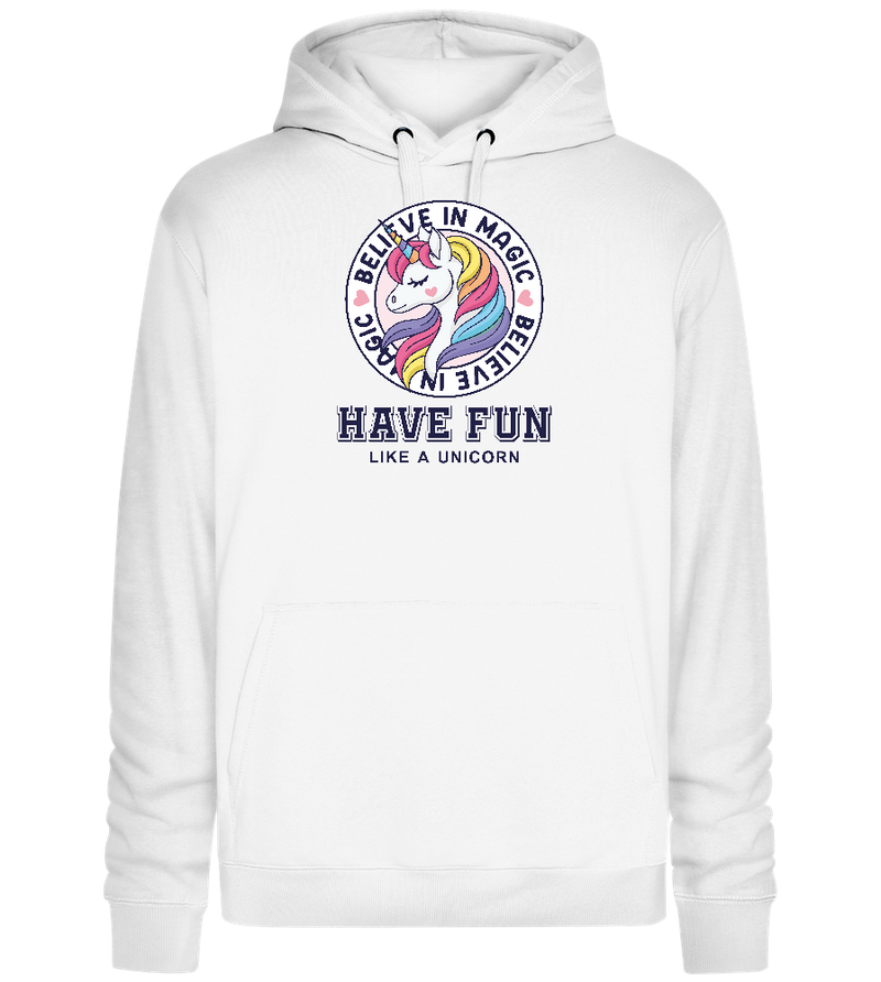 Believe in Magic Unicorn Design - Premium unisex hoodie_WHITE_front