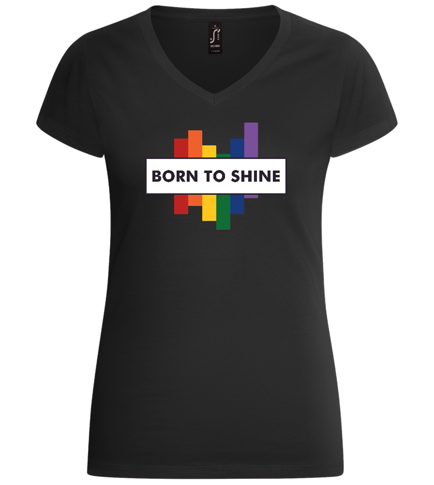 Born To Shine Quote Design - Basic women's v-neck t-shirt_DEEP BLACK_front