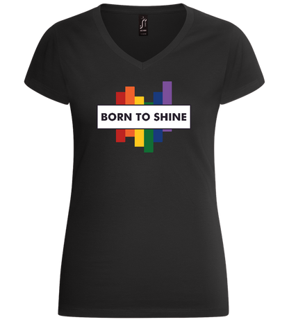 Born To Shine Quote Design - Basic women's v-neck t-shirt_DEEP BLACK_front