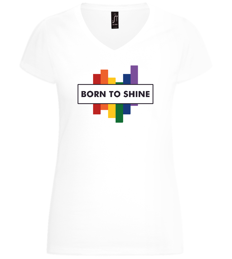 Born To Shine Quote Design - Basic women's v-neck t-shirt_WHITE_front