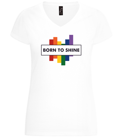 Born To Shine Quote Design - Basic women's v-neck t-shirt_WHITE_front