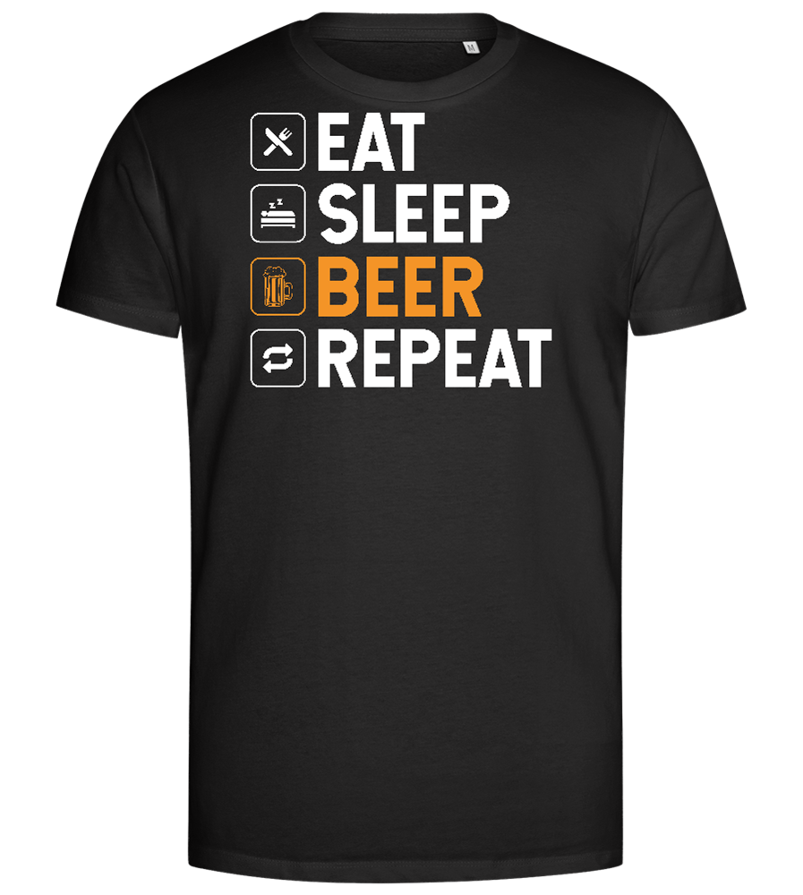 Sleep Beer Repeat Design - Premium men's close fitting t-shirt_DEEP BLACK_front