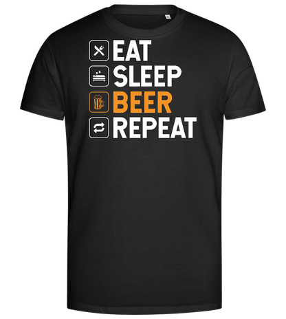 Sleep Beer Repeat Design - Premium men's close fitting t-shirt_DEEP BLACK_front