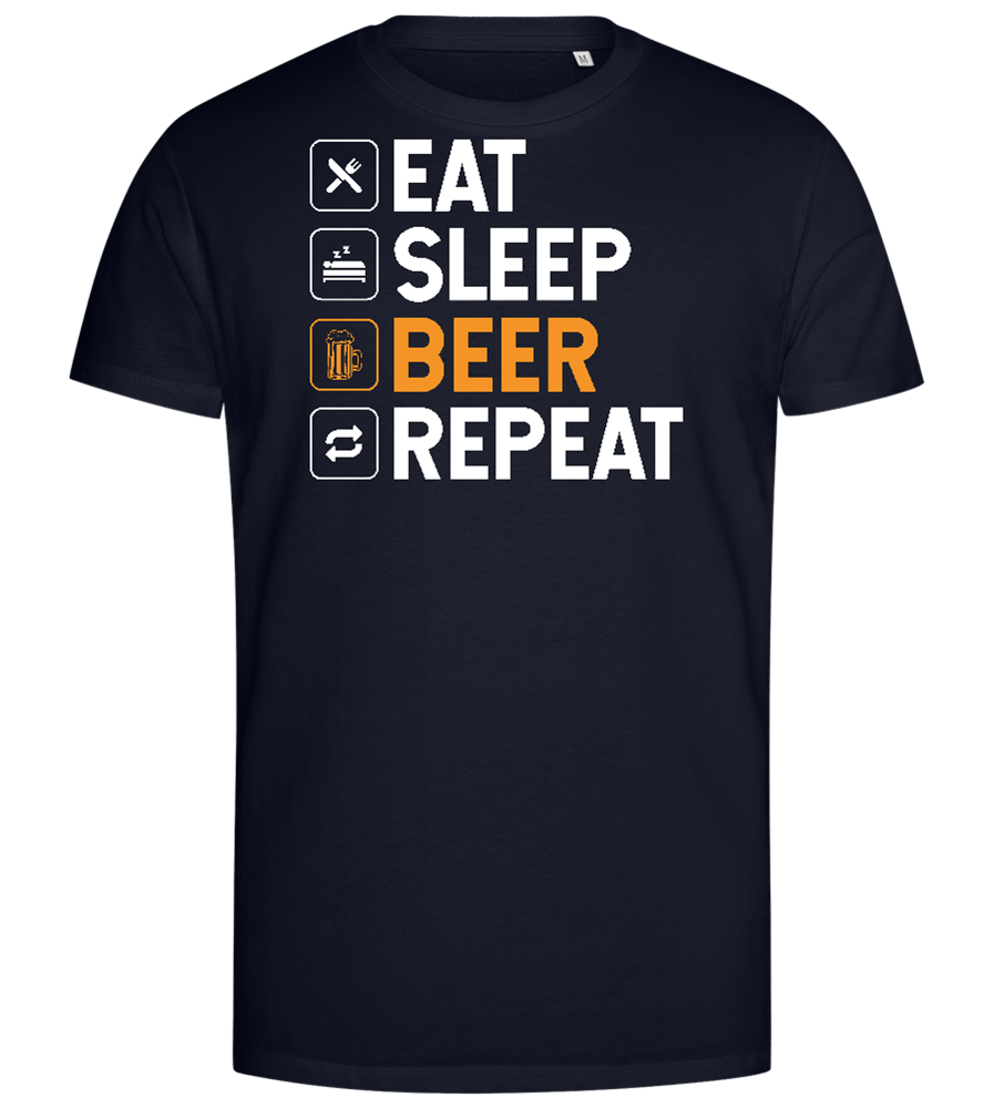 Sleep Beer Repeat Design - Premium men's close fitting t-shirt_FRENCH NAVY_front