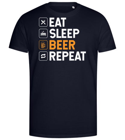 Sleep Beer Repeat Design - Premium men's close fitting t-shirt_FRENCH NAVY_front