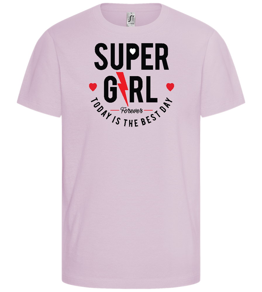 Supergirl Design - Comfort girls' t-shirt_MEDIUM PINK_front