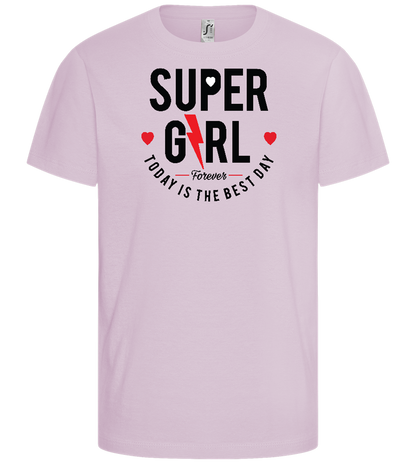 Supergirl Design - Comfort girls' t-shirt_MEDIUM PINK_front