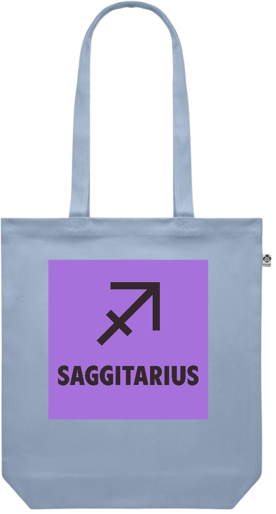 Zodiac Saggitarius Design - Premium colored organic canvas shopping bag_BABY BLUE_front