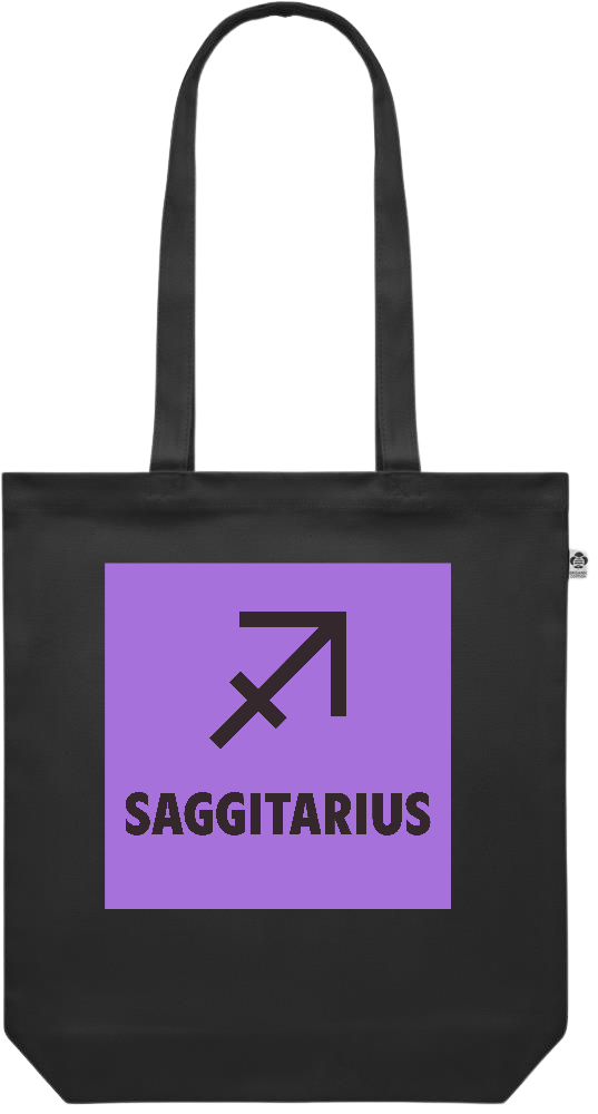 Zodiac Saggitarius Design - Premium colored organic canvas shopping bag_BLACK_front