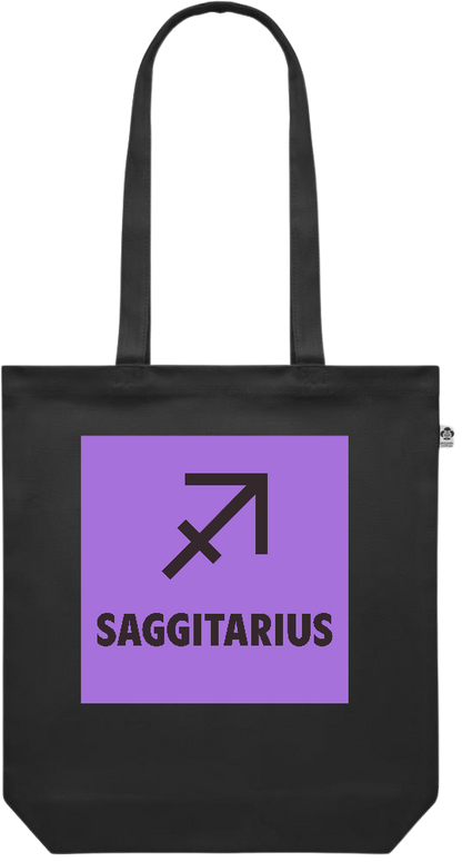 Zodiac Saggitarius Design - Premium colored organic canvas shopping bag_BLACK_front