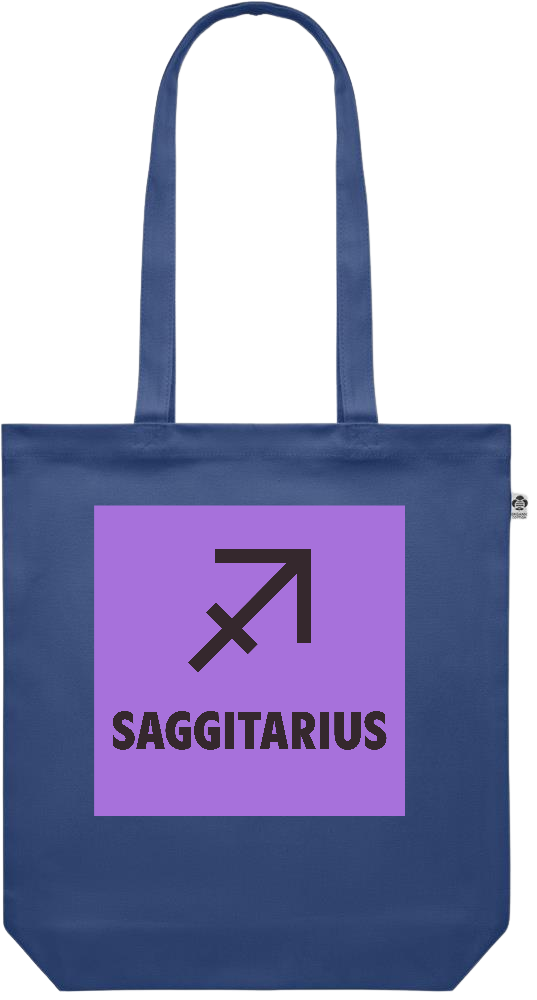 Zodiac Saggitarius Design - Premium colored organic canvas shopping bag_BLUE_front