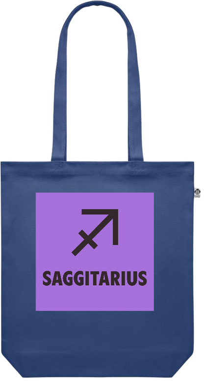 Zodiac Saggitarius Design - Premium colored organic canvas shopping bag_BLUE_front