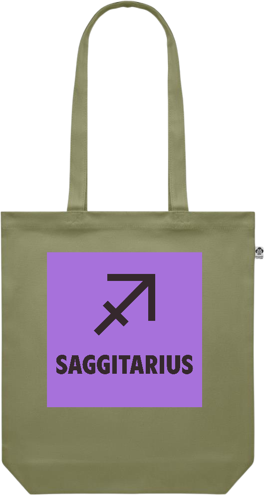 Zodiac Saggitarius Design - Premium colored organic canvas shopping bag_GREEN_front