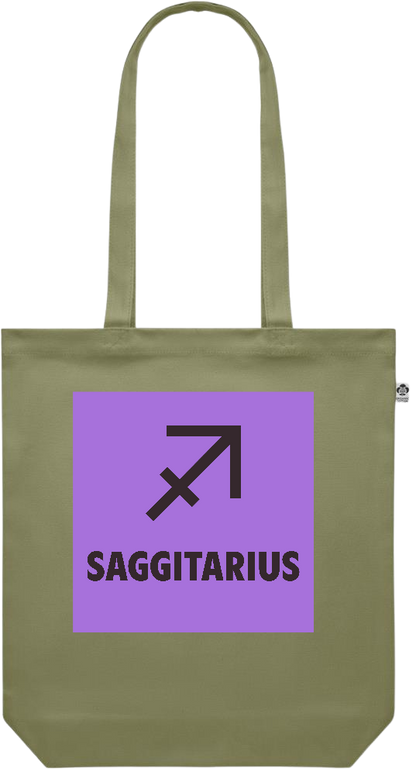 Zodiac Saggitarius Design - Premium colored organic canvas shopping bag_GREEN_front