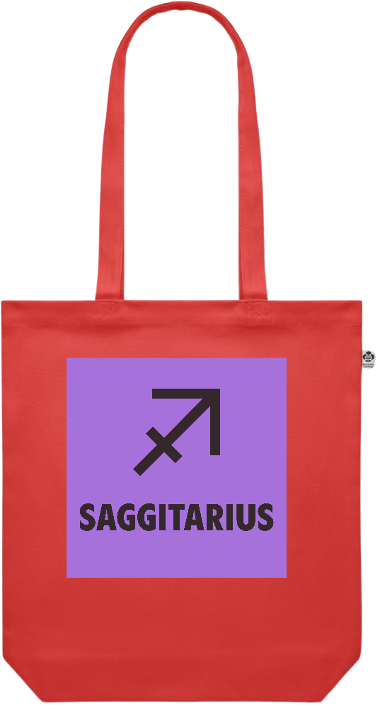 Zodiac Saggitarius Design - Premium colored organic canvas shopping bag_RED_front