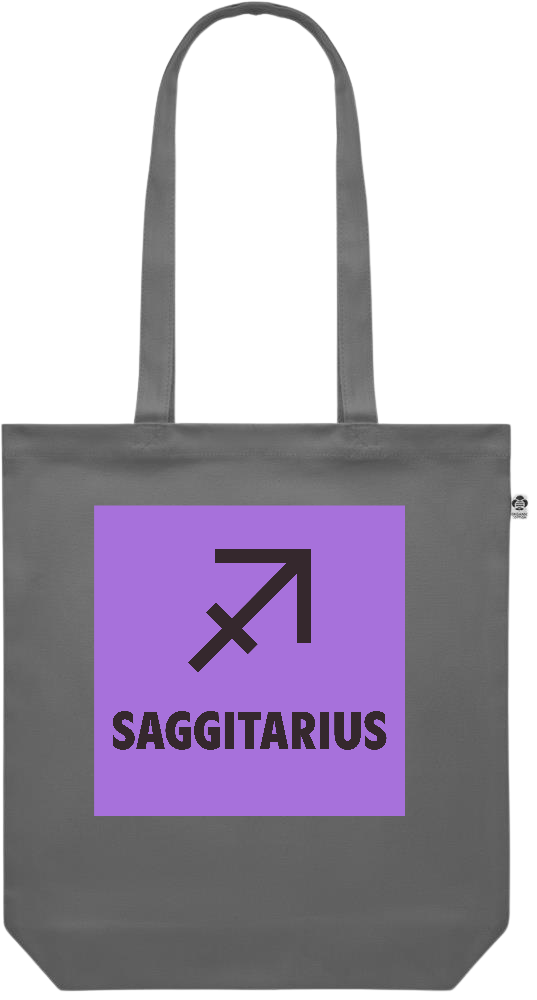 Zodiac Saggitarius Design - Premium colored organic canvas shopping bag_STONE GREY_front