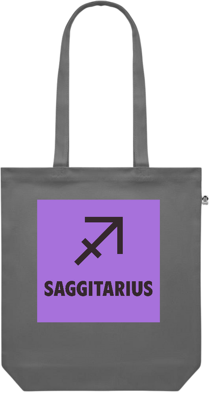 Zodiac Saggitarius Design - Premium colored organic canvas shopping bag_STONE GREY_front