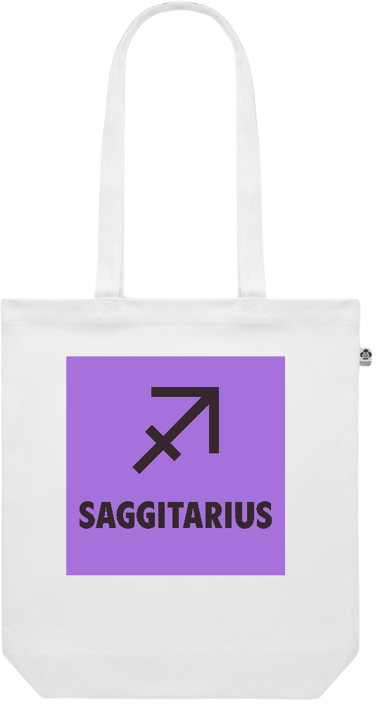 Zodiac Saggitarius Design - Premium colored organic canvas shopping bag_WHITE_front