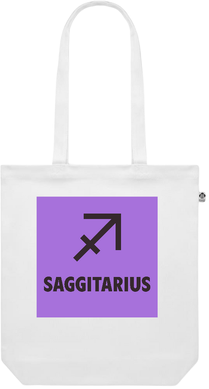 Zodiac Saggitarius Design - Premium colored organic canvas shopping bag_WHITE_front