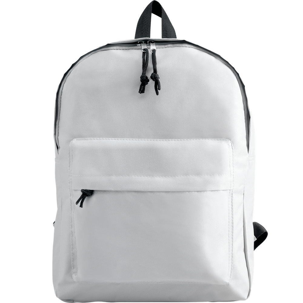 600D Zippered Backpack_WHITE_front