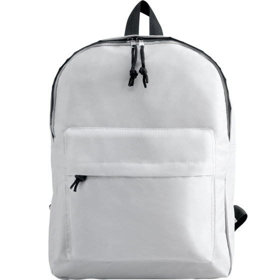 600D Zippered Backpack_WHITE_front