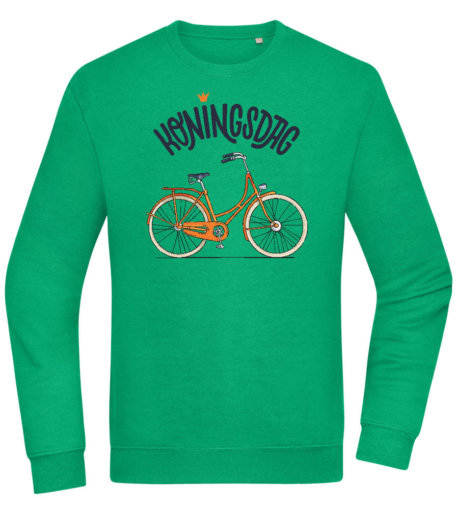 Koningsdag Oranje Fiets Design - Comfort Essential Unisex Sweater_MEADOW GREEN_front