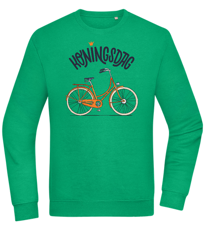 Koningsdag Oranje Fiets Design - Comfort Essential Unisex Sweater_MEADOW GREEN_front