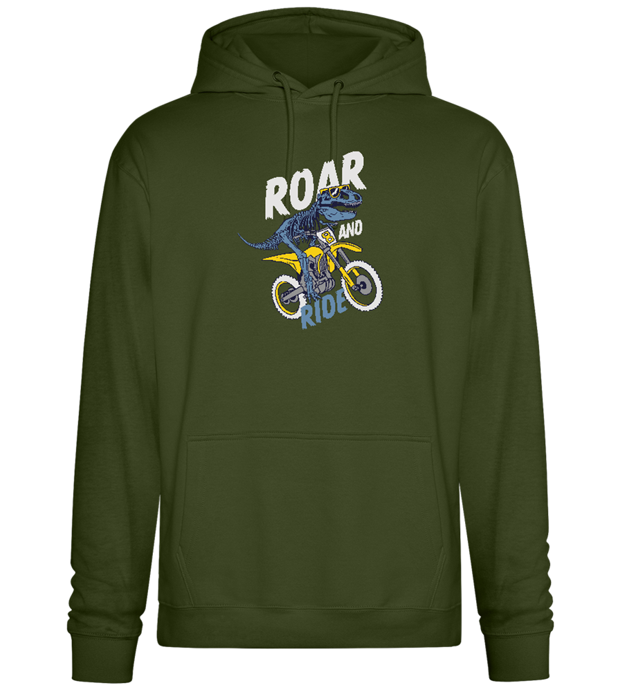 Dino Biker Design - Premium Essential Unisex Hoodie_ARMY_front