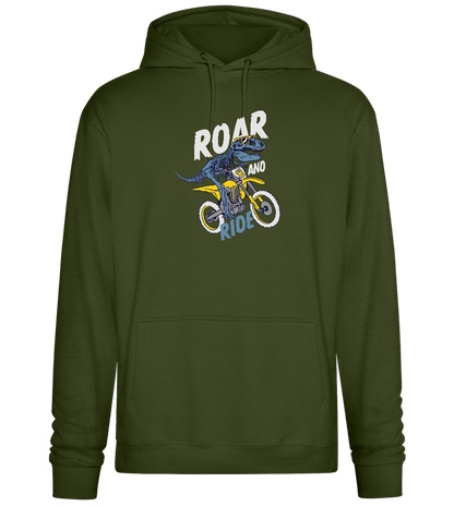 Dino Biker Design - Premium Essential Unisex Hoodie_ARMY_front