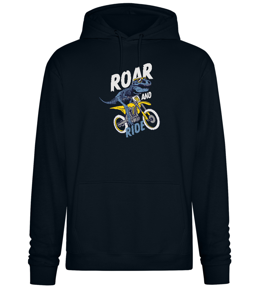 Dino Biker Design - Premium Essential Unisex Hoodie_BLACK_front